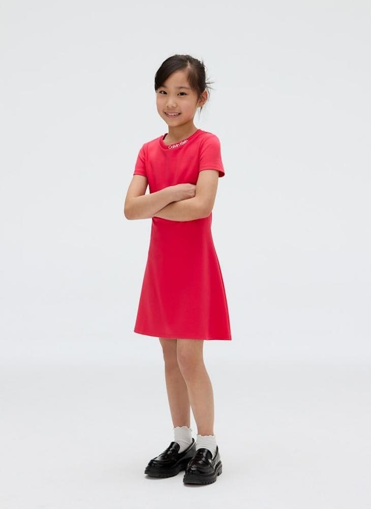 Bright Red A-Line Mini Dress for Girls - Image 1