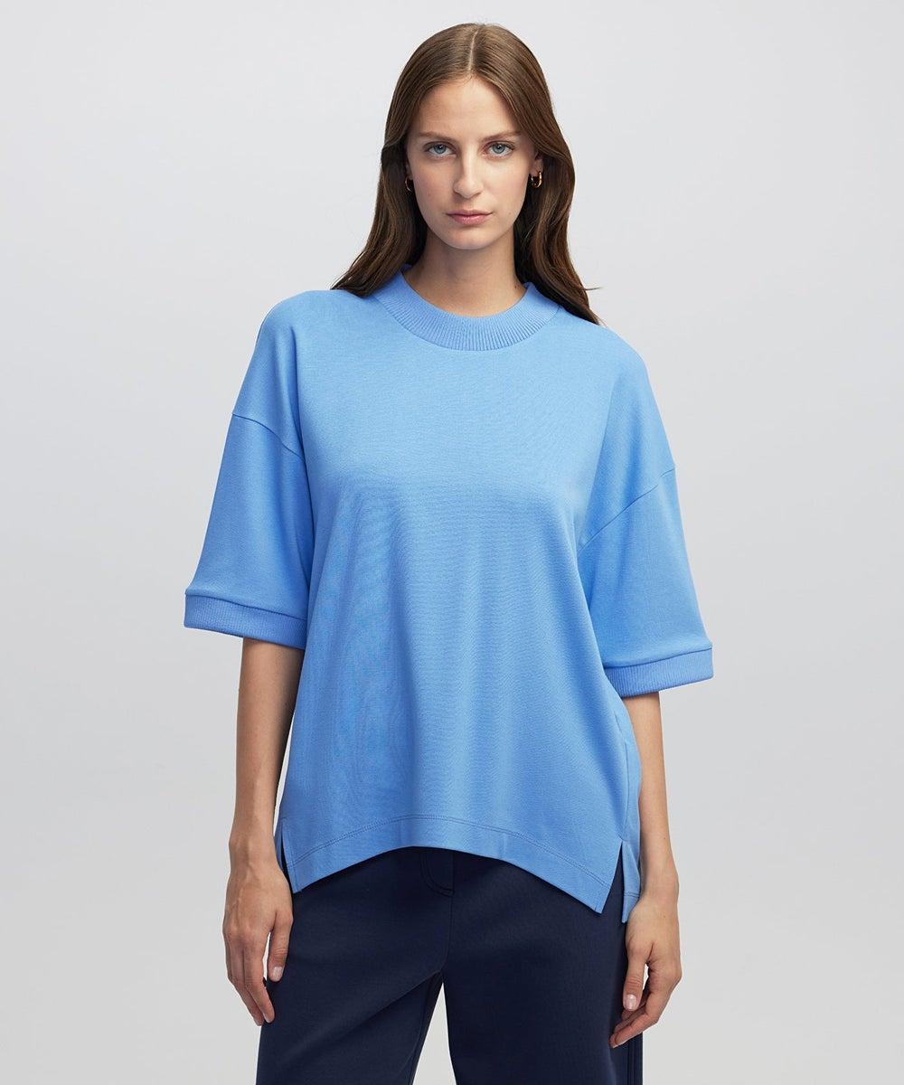 Relaxed Fit Asymmetric Hem Brown T-Shirt - Image 1