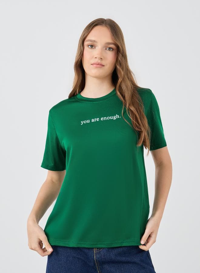 Take Two Slogan Oversized Green T-Shirt - Image 1