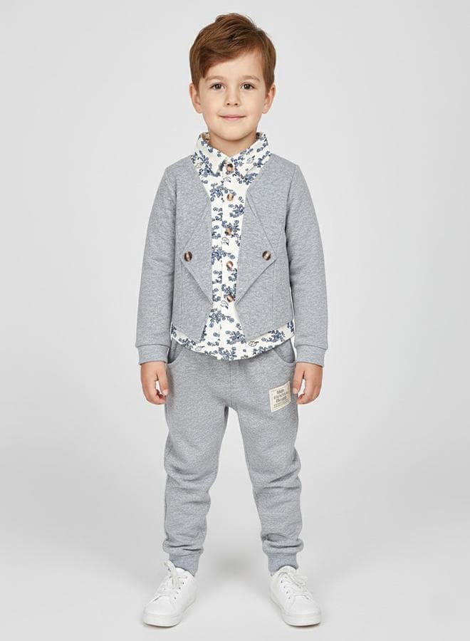 Grey Blazer Style Shirt and Pant Set 7901 - Image 1