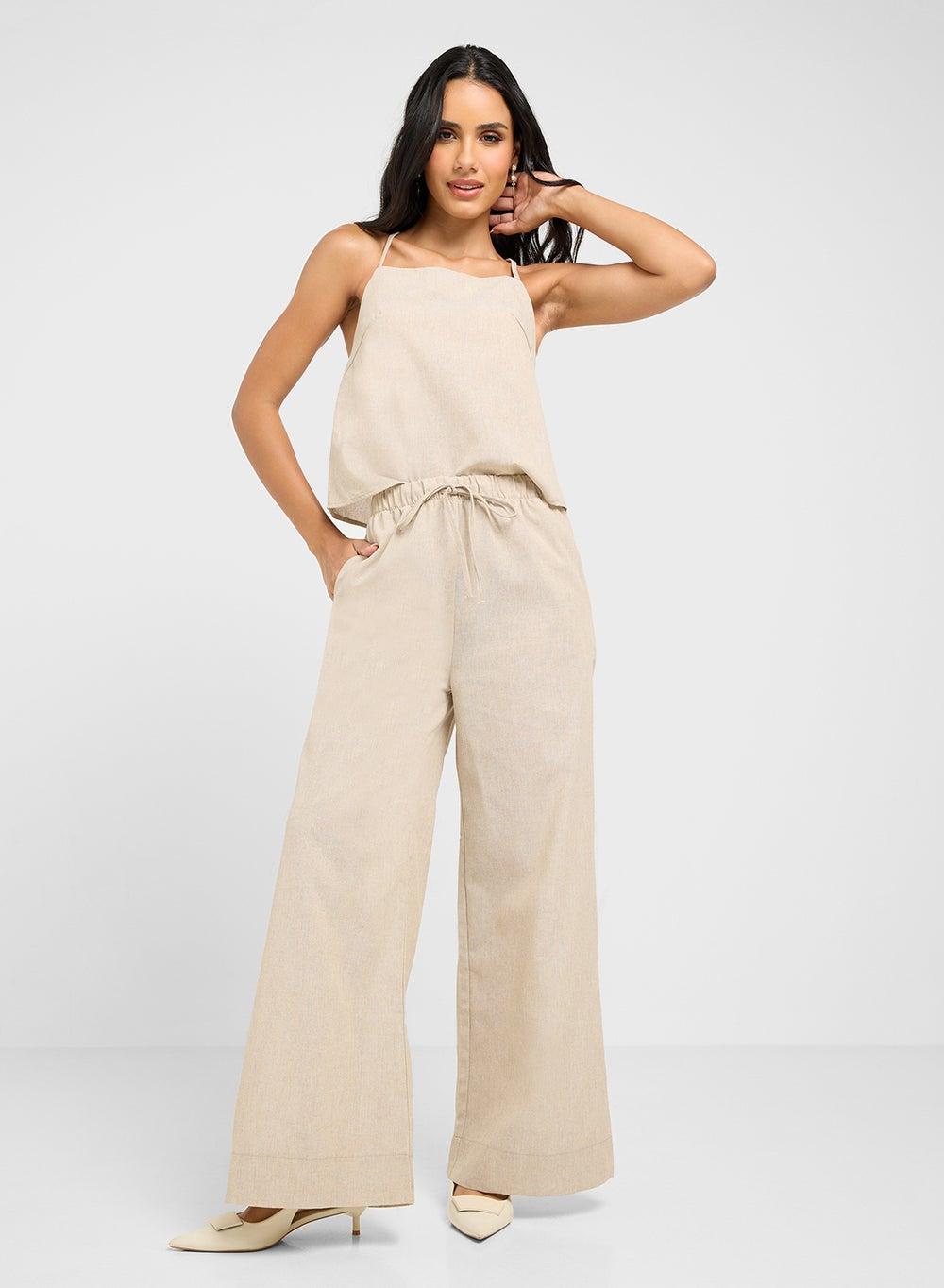Beige Cami Tank & Relaxed Pant Set 1208 23 - Image 1