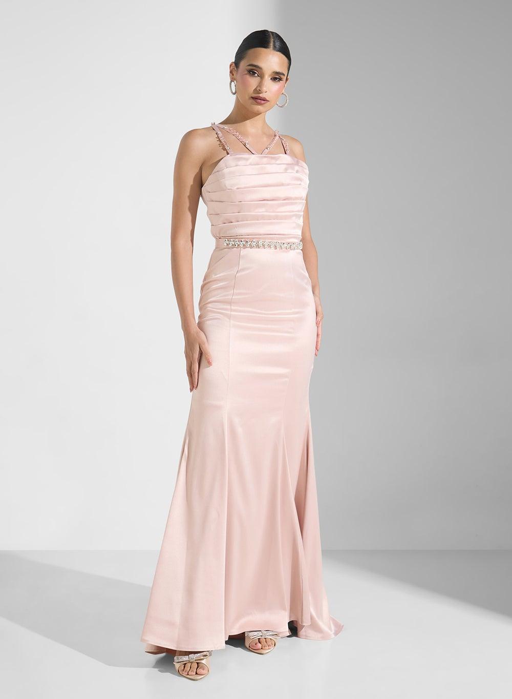 Light Pink Satin Mermaid Dress Rk24 10 08 - Image 1