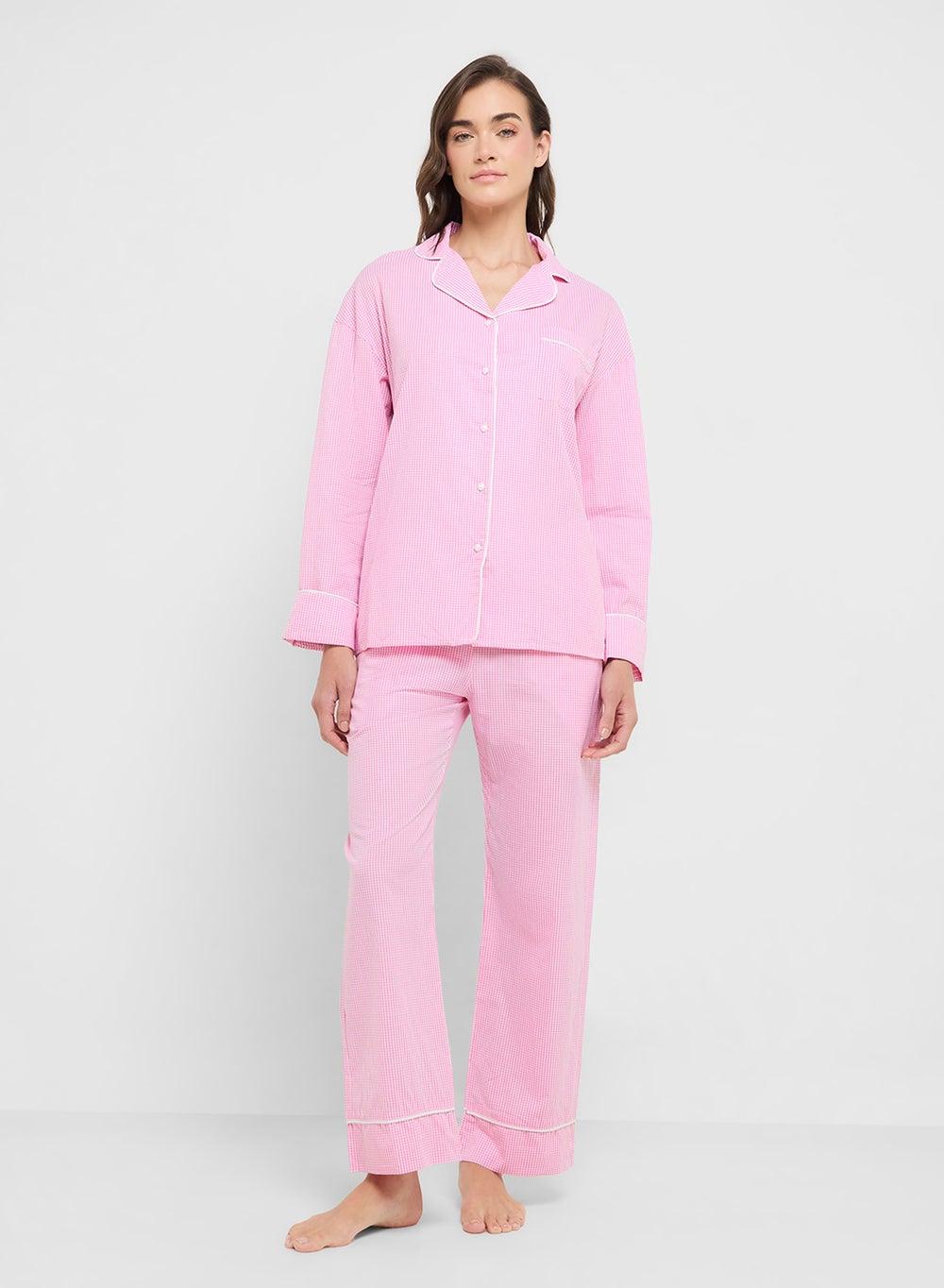 Blush Pink Button Down Pyjama Set 250319 2 - Image 1