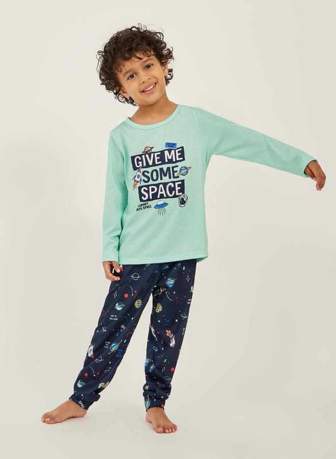 Boys Printed Long Sleeve Pyjama Jogger Set - Image 1