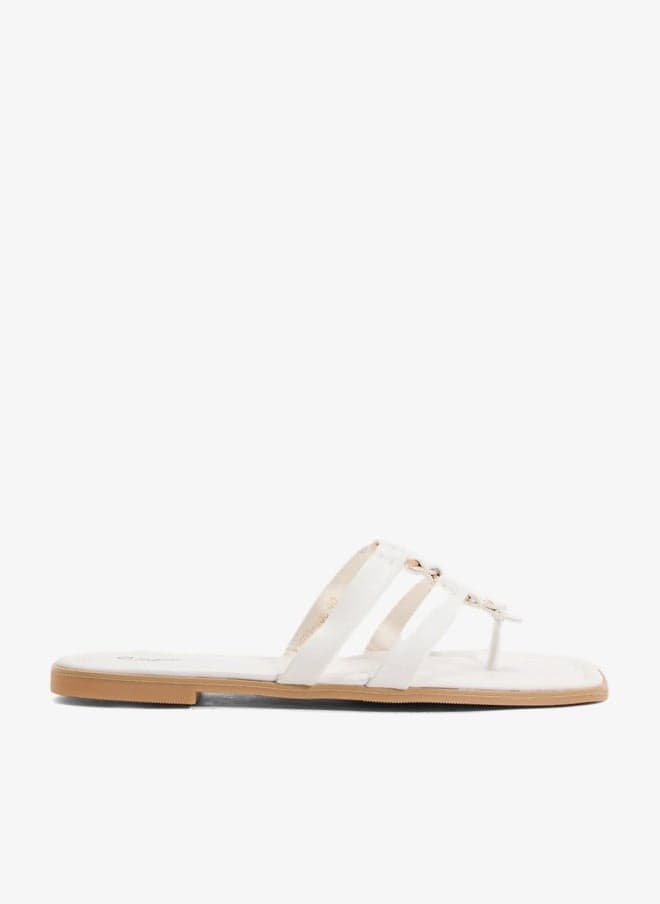 X2503 108 Minimalist White Strap Flat Sandals - Image 1