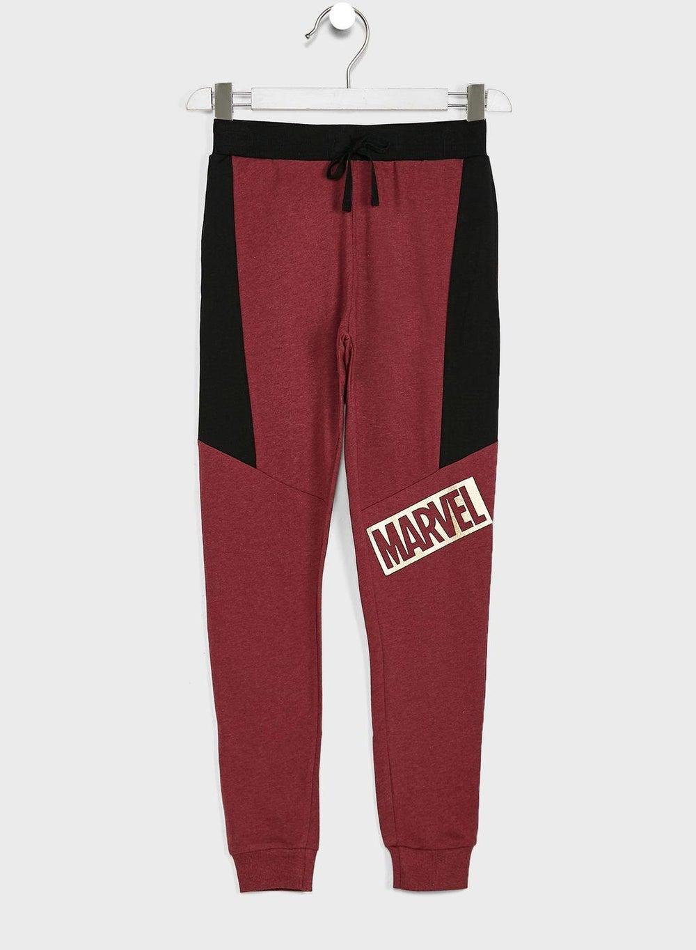 Youth Marvel Slim Fit Maroon Sweatpants - Image 1