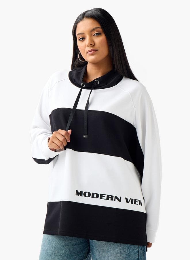 Ulla Popken Relaxed Fit Striped Sweatshirt White - Image 1