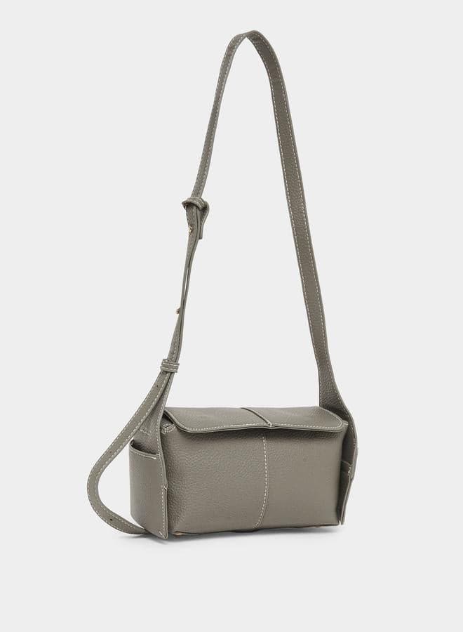 Styli Grey Textured Shoulder Bag Adjustable Strap - Image 1