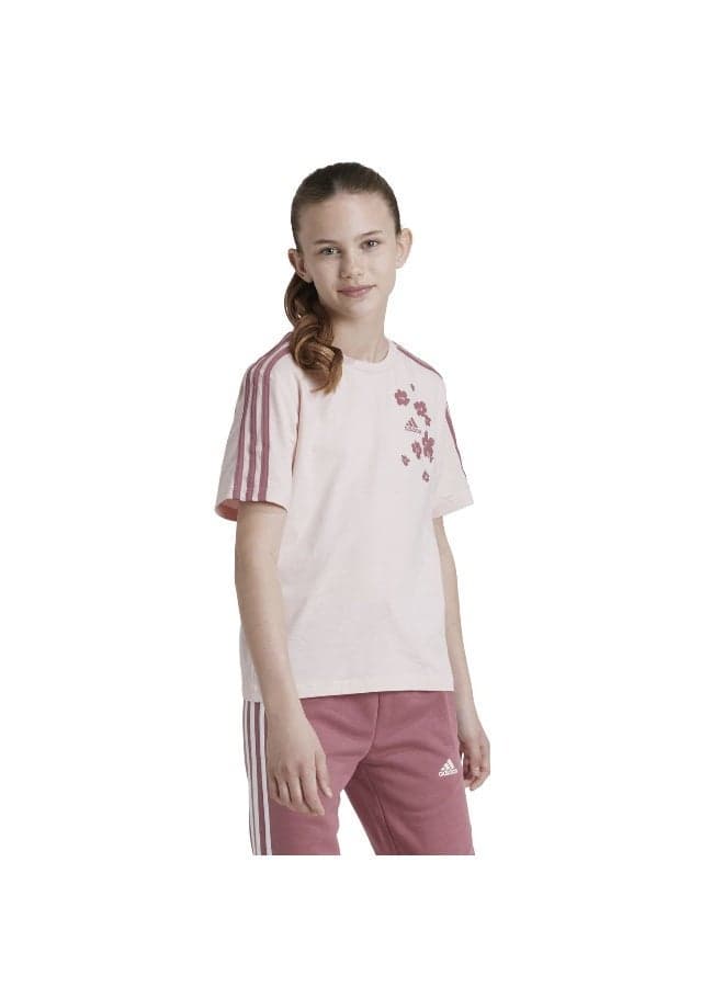 adidas Jg Flwr T Pink Training Tee 7-8Y - Image 1