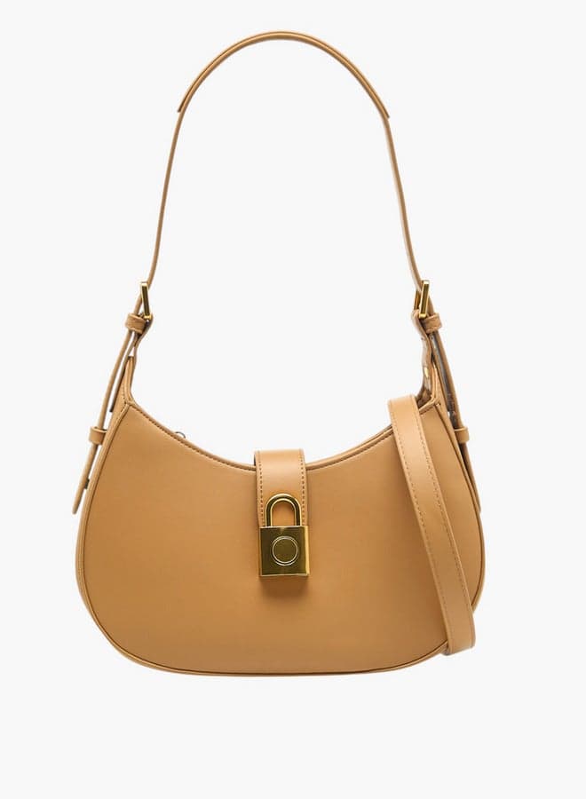 Wl9583 Minimal Brown Shoulder Bag with Zip Closure - Image 1