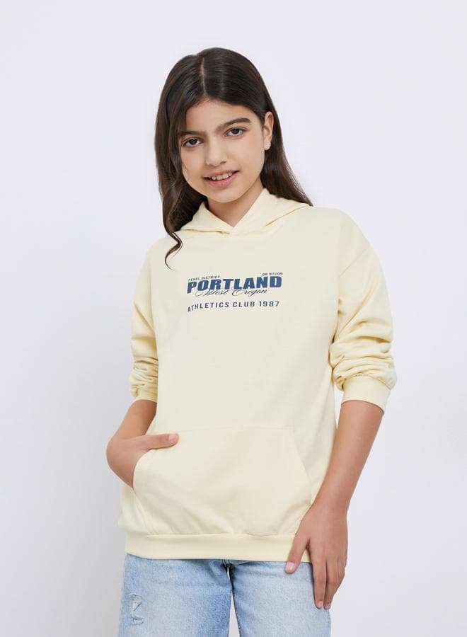 Styli Teens Cream Graphic Print Hoodie - Image 1