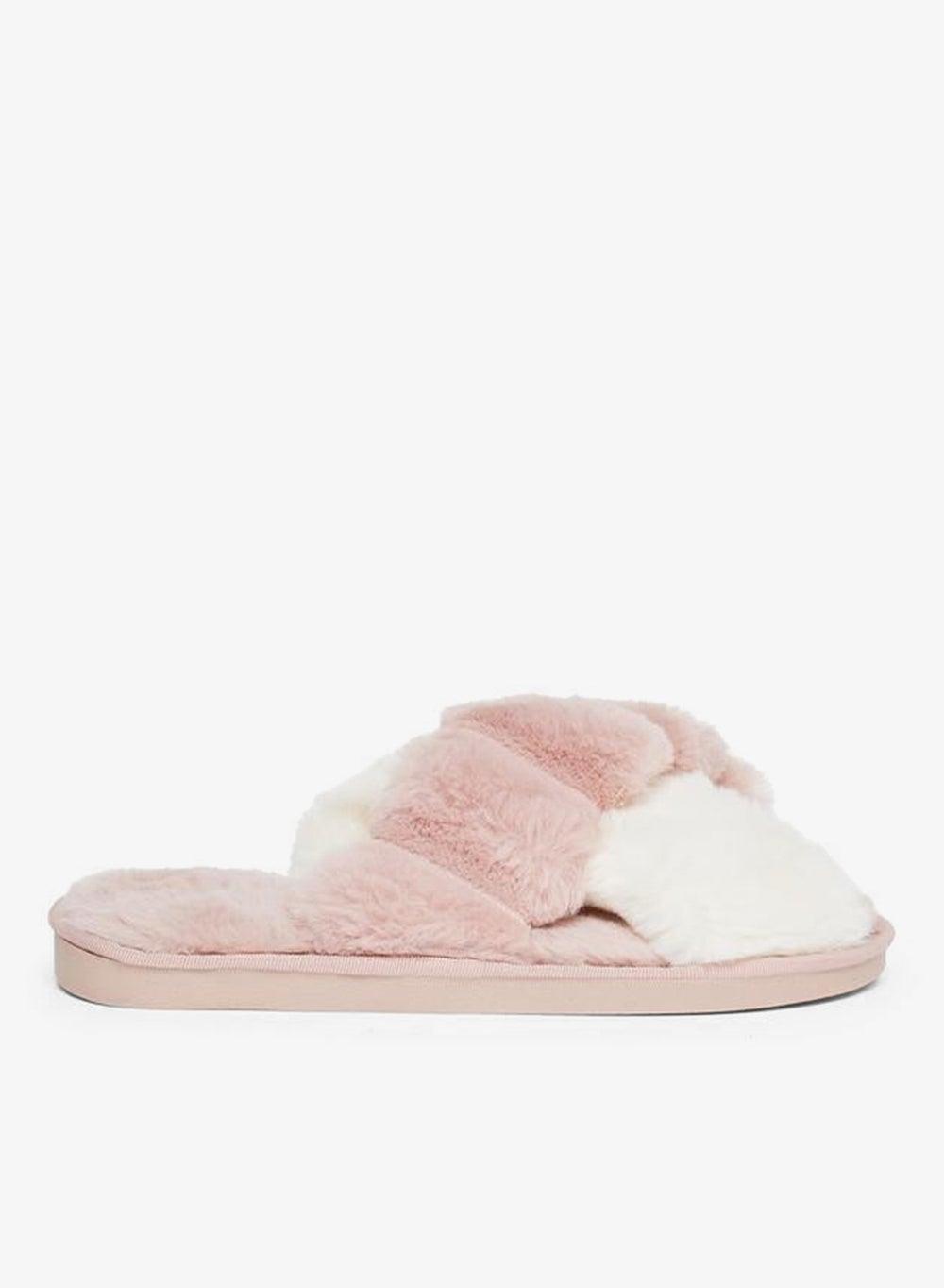 Cross Strap Pink Bedroom Slippers 7009075028 - Image 1