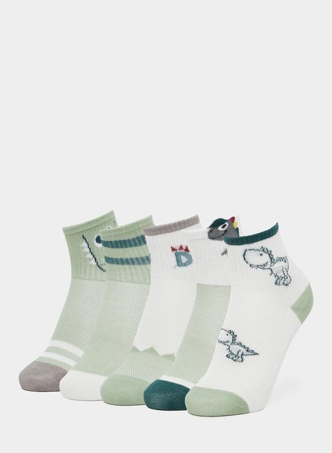 Pack of 5 Boys Dino Graphic Cotton Socks - Image 1