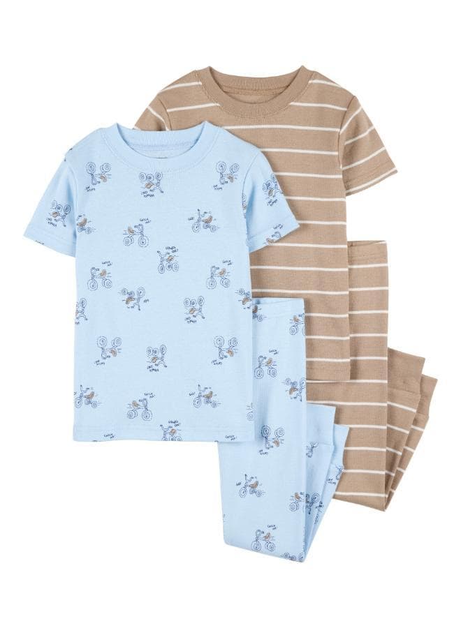 Toddler Printed 4PC Cotton Pyjamas Set - Image 1