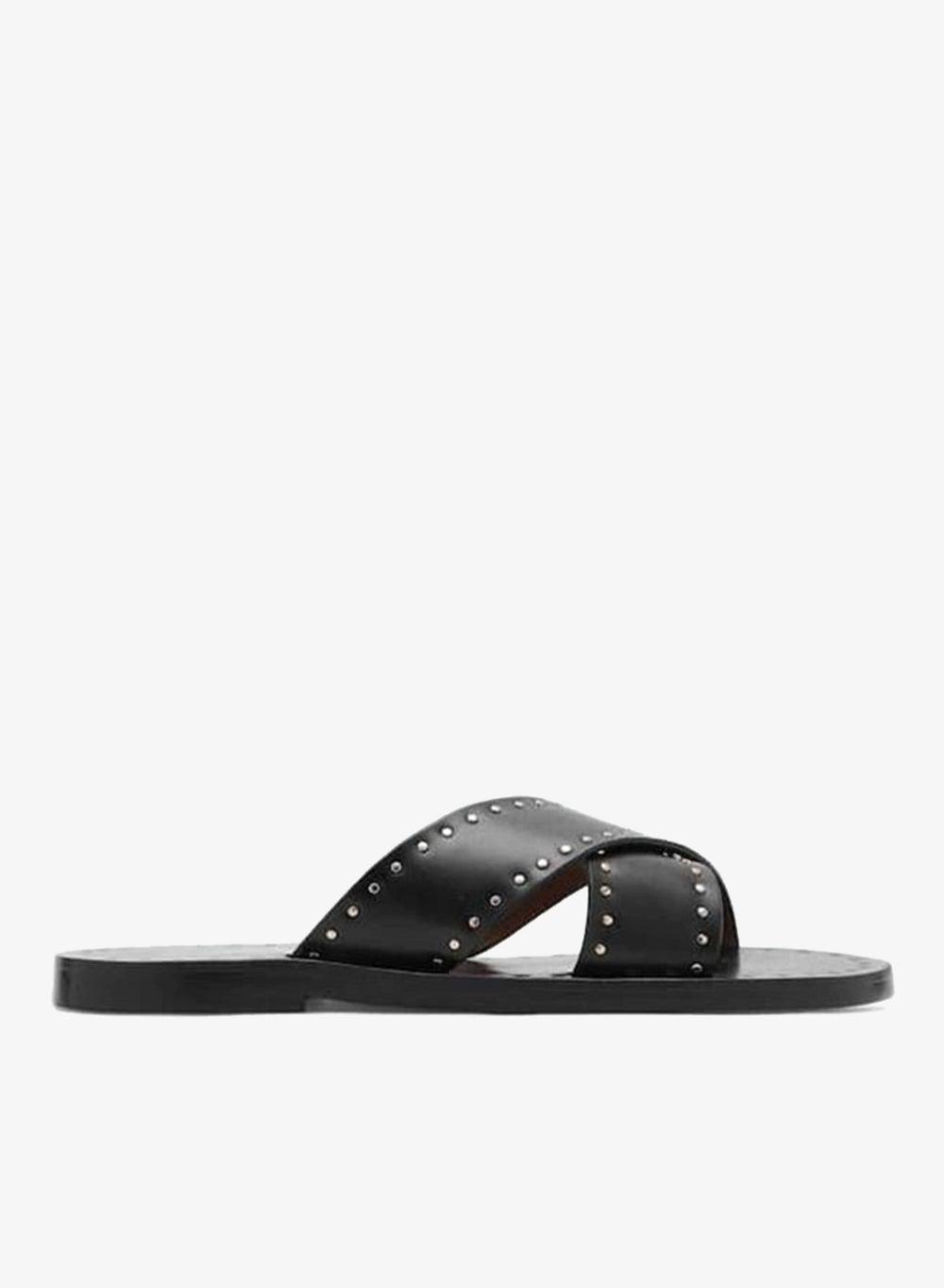 MANGO Studded Leather Flat Sandals 17011156 - Image 1