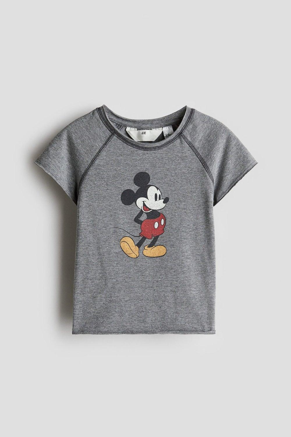 Print-Motif Jersey Top Grey Medium Dusty - Image 1