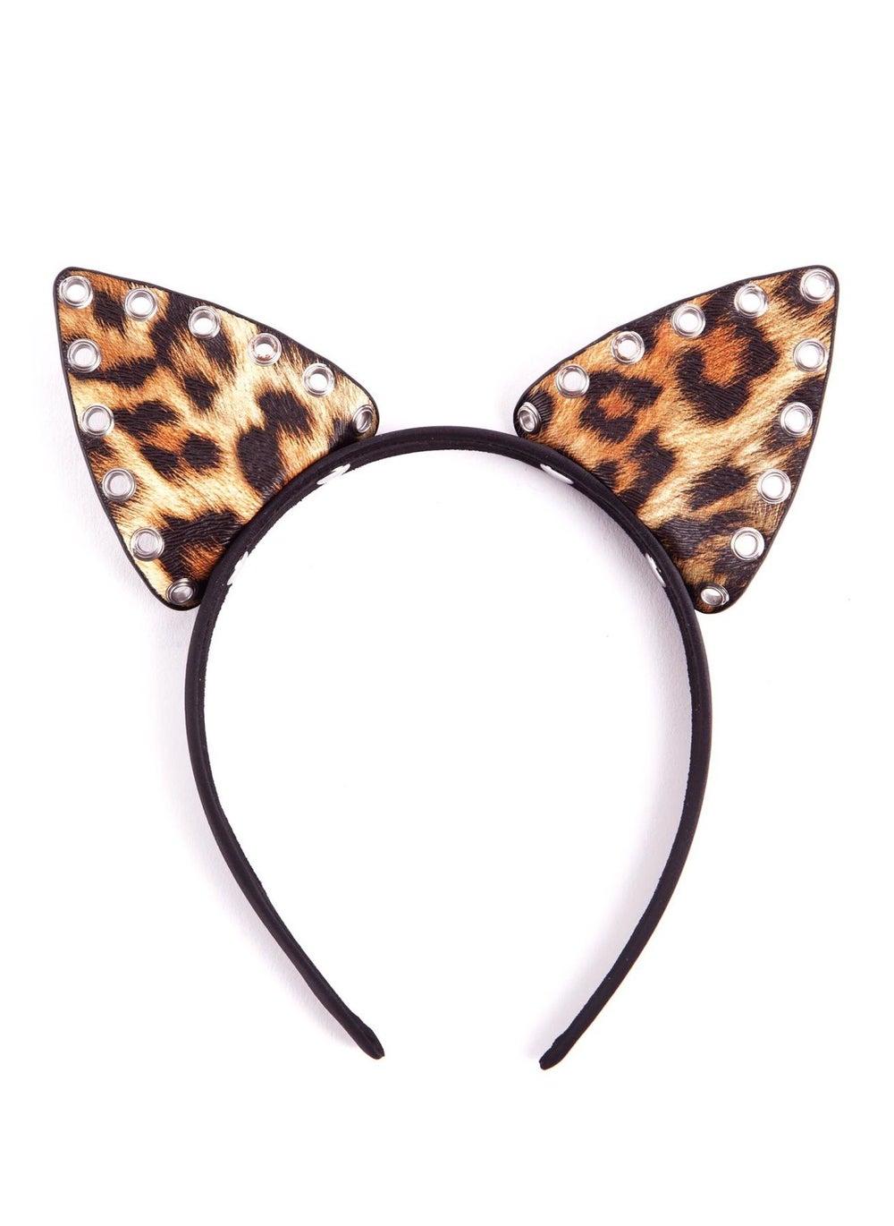 Ann Summer Leopard Print PU Cat Ears Headband - Image 1