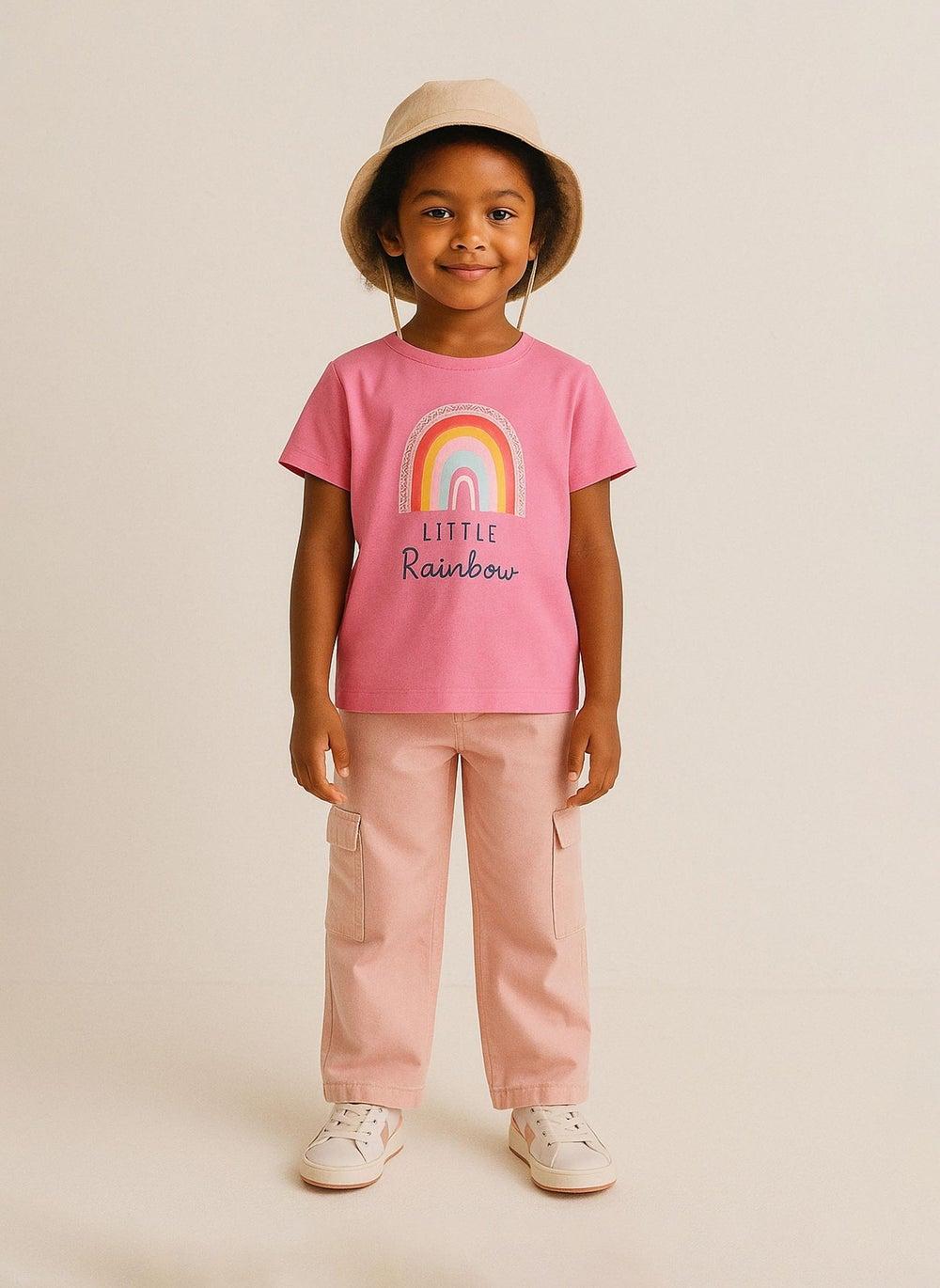 Girls Wide Leg Cargo Trousers Pink - Image 1