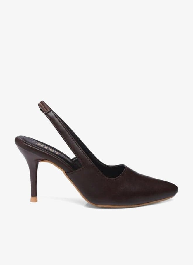 GNIST Brown Pointed Toe Stiletto Slingback Heels - Image 1