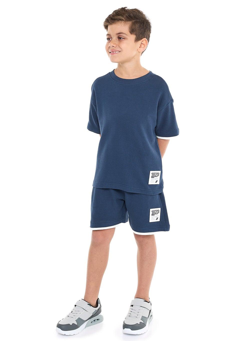 Oversized Boys' Jacquard 2-Piece Set Blue - Image 1