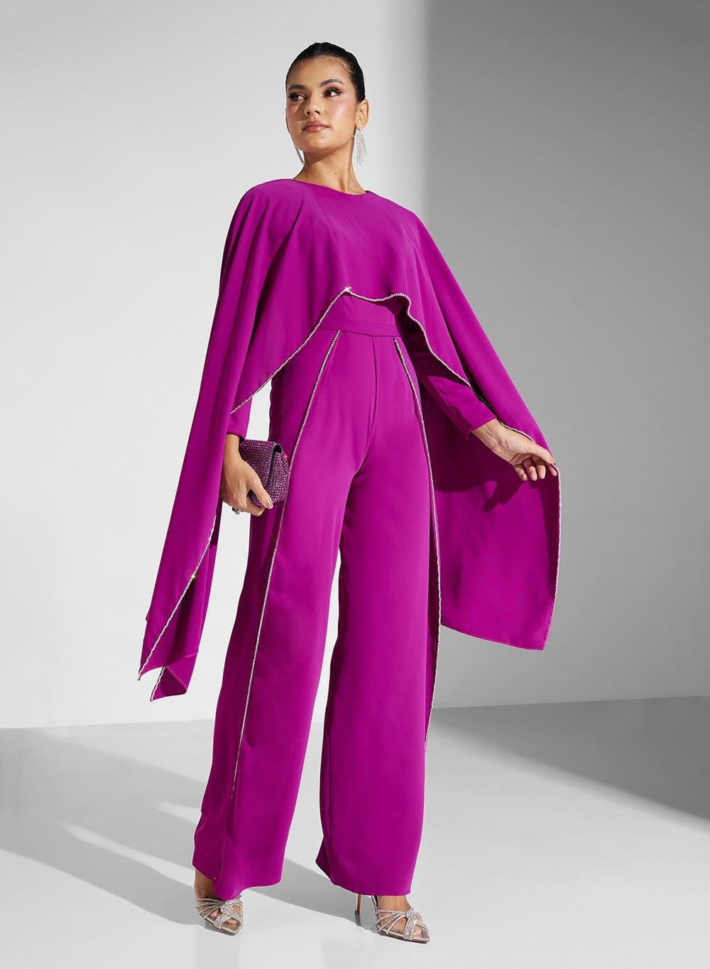 Flote Cape Evening Jumpsuit – Elegant Full-Length Fit - Image 1