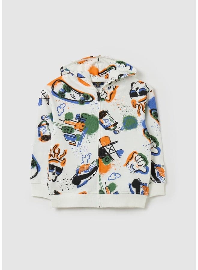 Boys French Terry Full-Zip Printed Hoodie - Image 1
