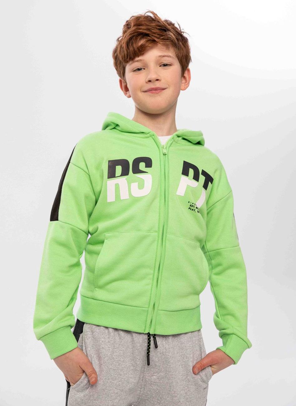 Boys Bright Green Zip-Up Fleece Hoodie - Image 1