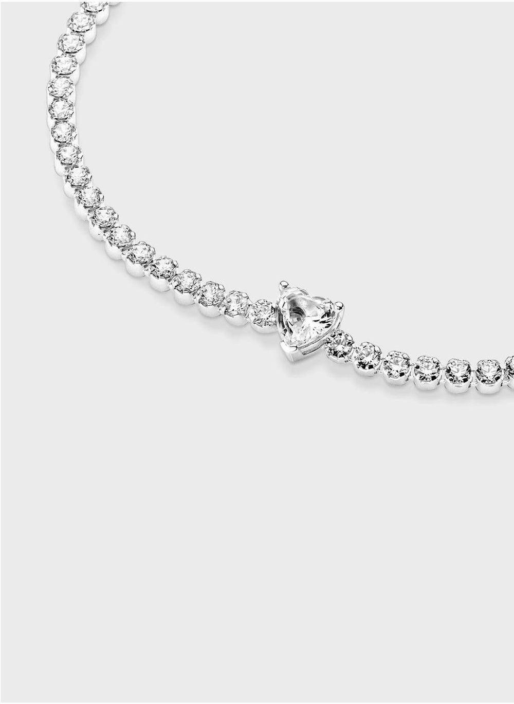 Sparkling Heart Pavé Tennis Bracelet in Sterling Silver - Image 1