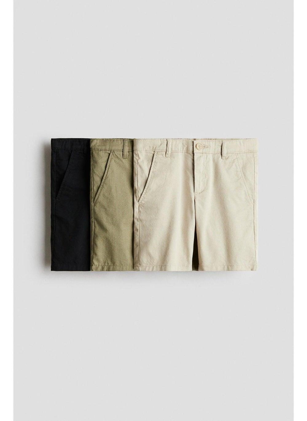 3-pack Cotton Chino Shorts – Boys Beige Casual Set - Image 1