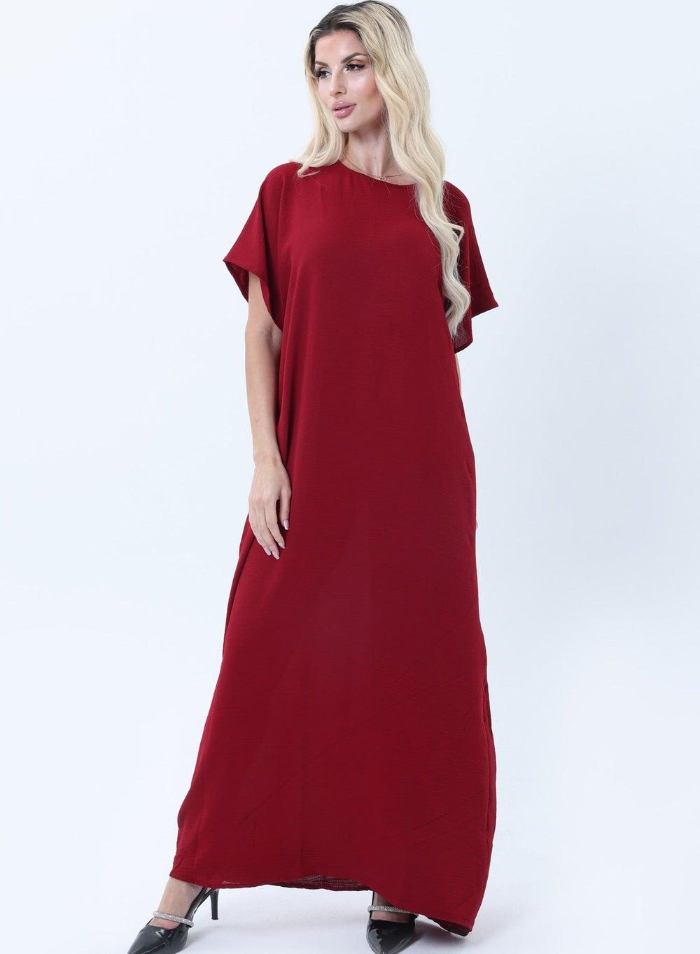 Breathable CEY Under Abaya Slip Dress – Maroon - Image 1