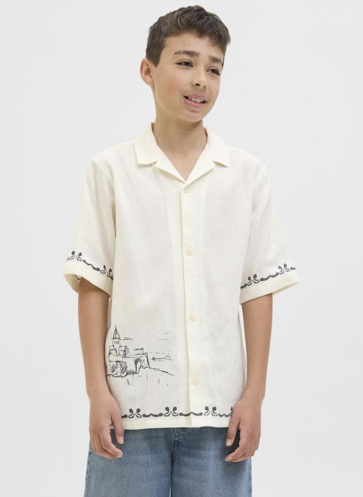 Kids Jorseersucker AOP Cotton Resort Shirt - Image 1