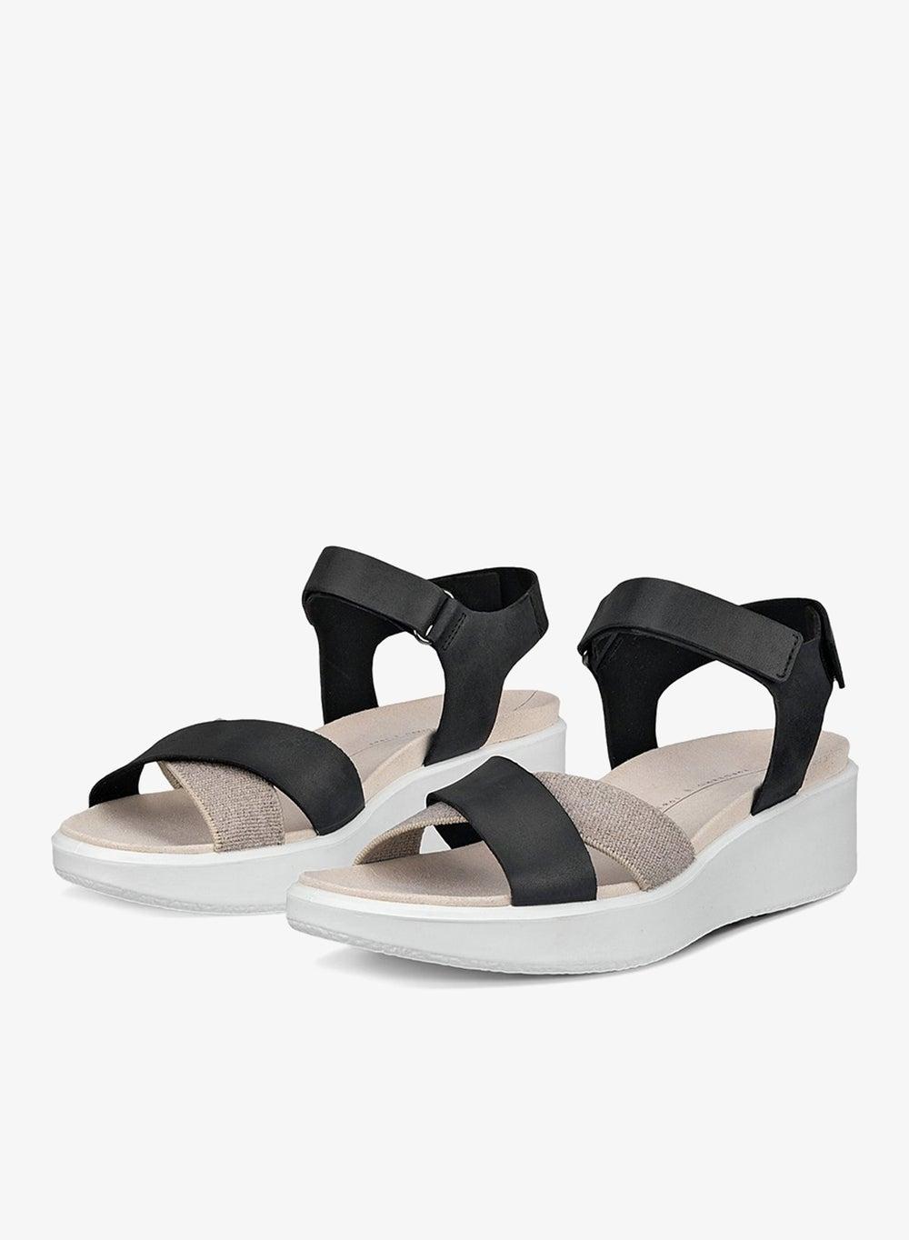 ECCO Flowt Wedge LX Black Leather Sandal - Image 1