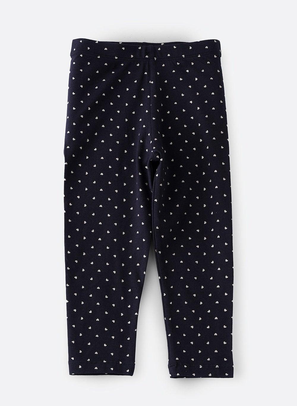 Girls Glitter Legging Rdkltdg W201C Navy Heart Print - Image 1