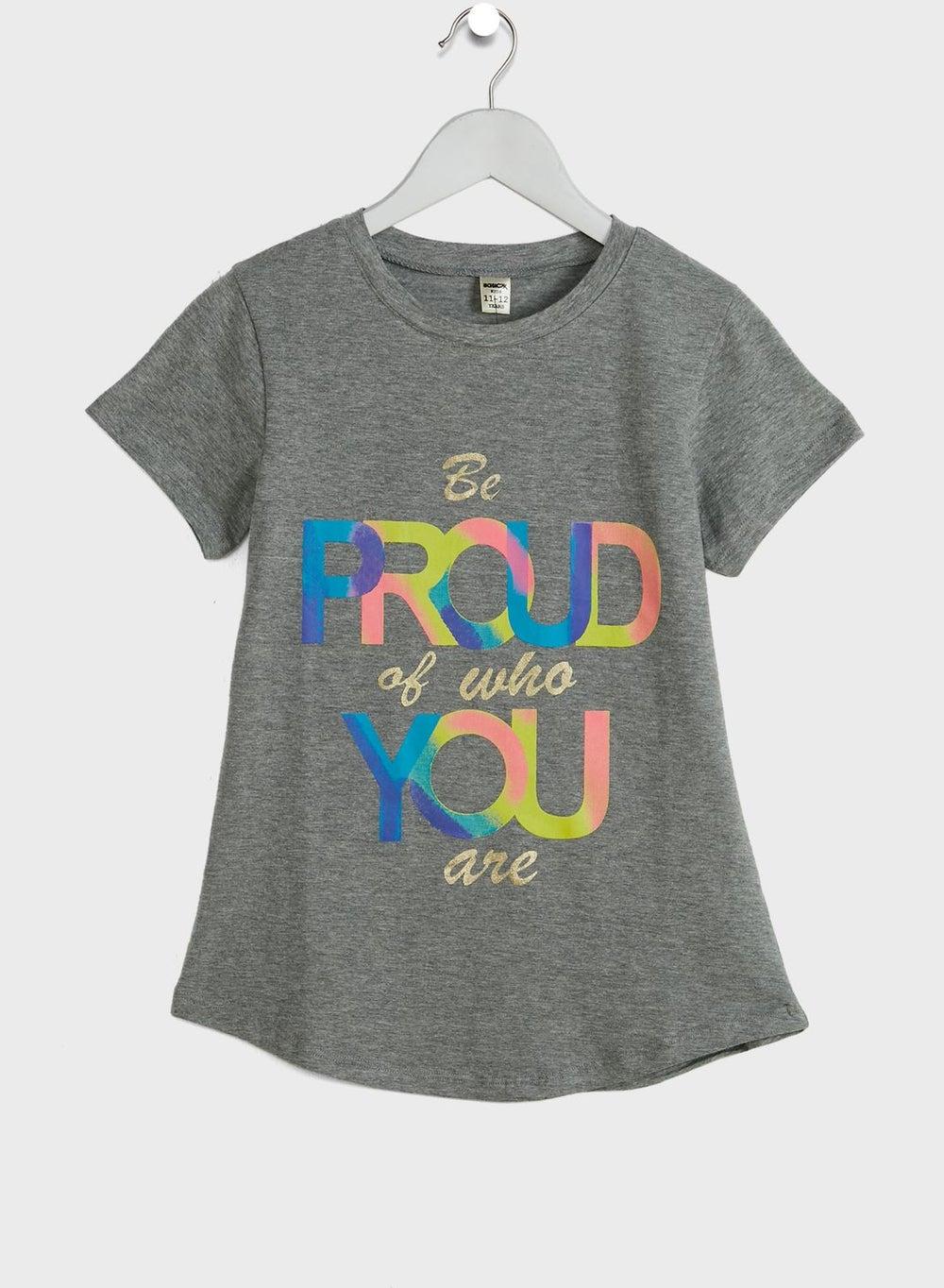Youth Pride Graphic Grey Cotton T-Shirt - Image 1