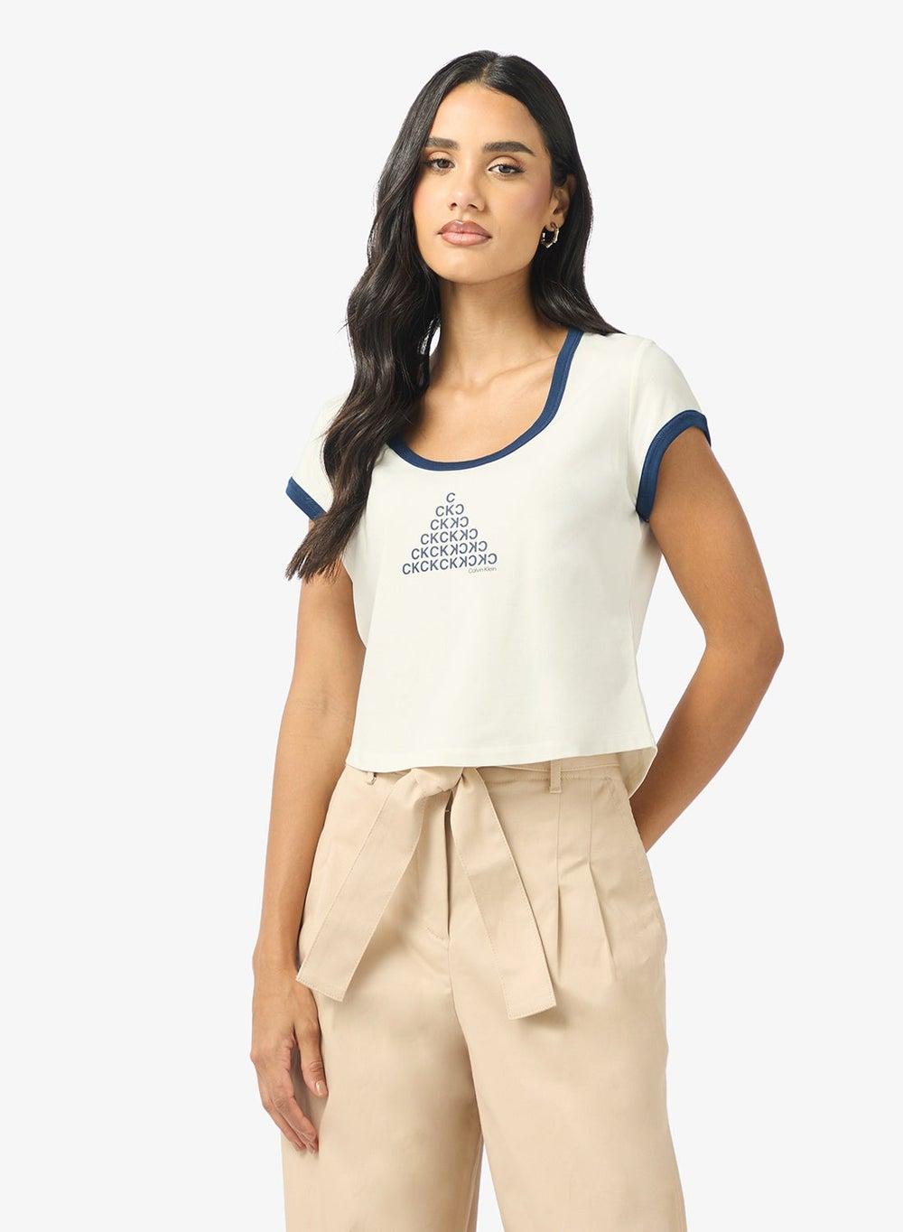 Calvin Klein Cropped Slim Fit Crew Neck T-Shirt Lv047C258Gyas - Image 1