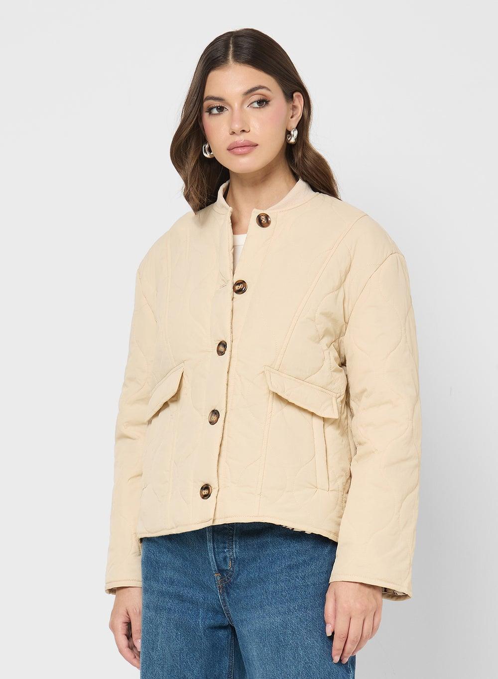 Beige Padded Jacket C76558 Casual Women’s Outerwear - Image 1