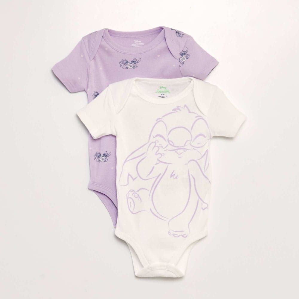 Disney Pack Of 2 Purple Cotton Bodysuits - Image 1