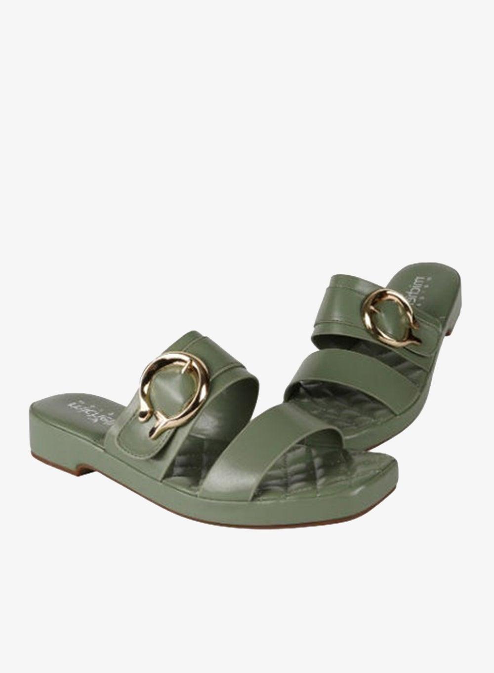 Michelle Morgan 114RJ934 Green Mid Heel Mule Slides - Image 1