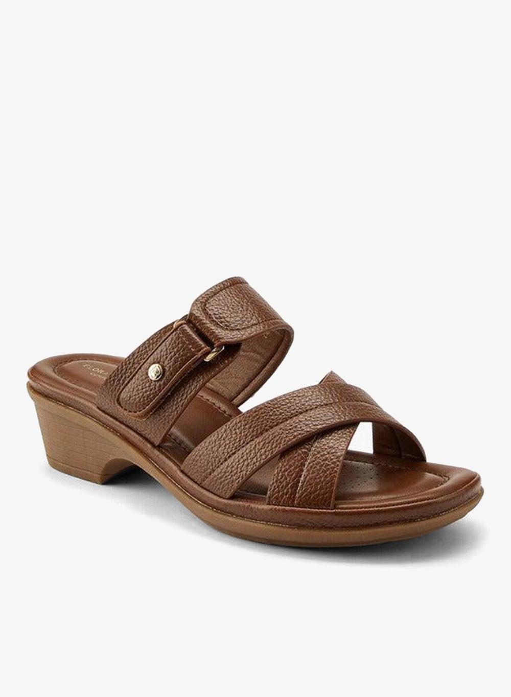 Criss-Cross Textured Slip-On Comfort Sandals - Image 1