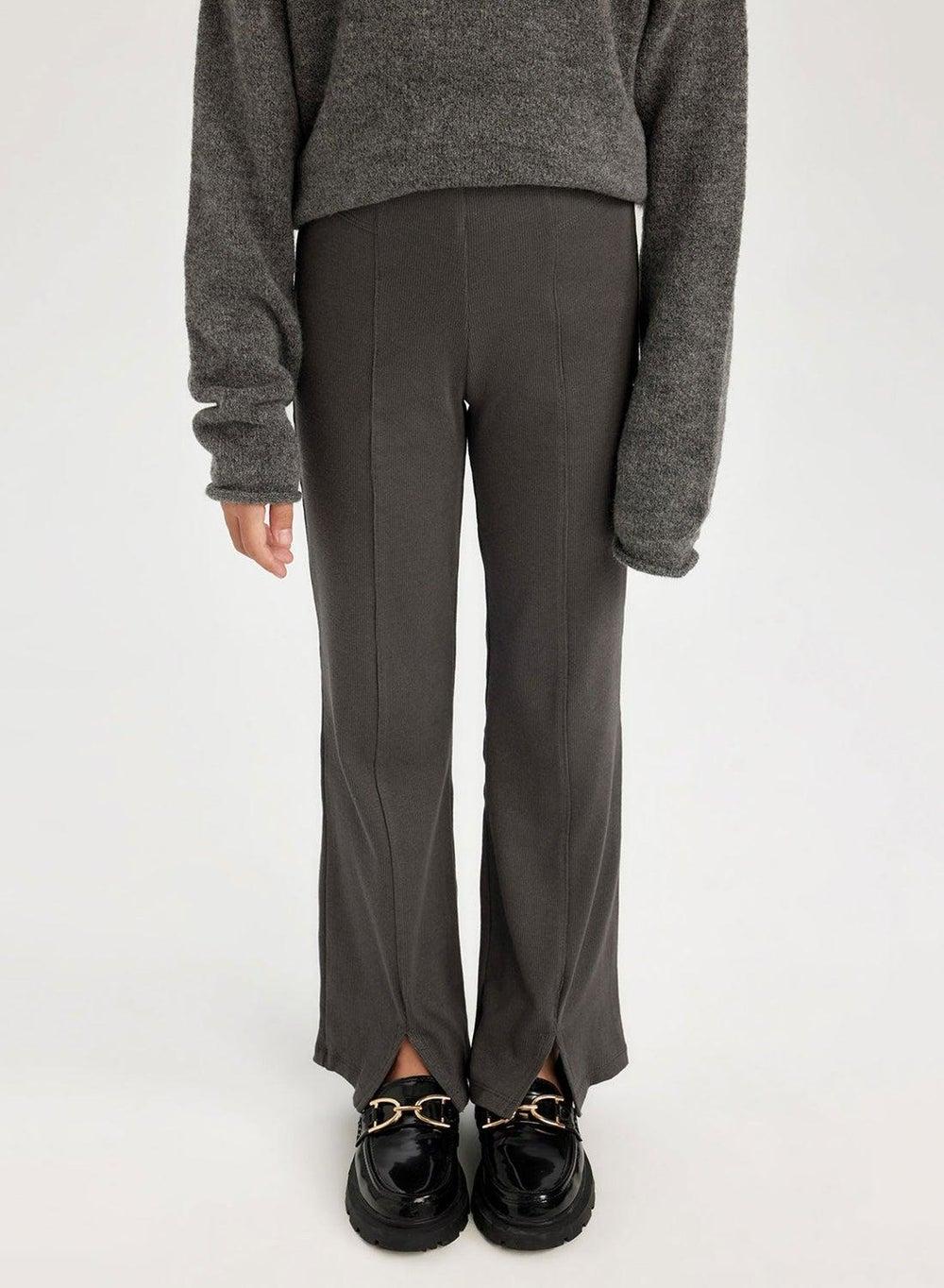 Flared Ribbed Split Hem Pants D0747A8 - Image 1