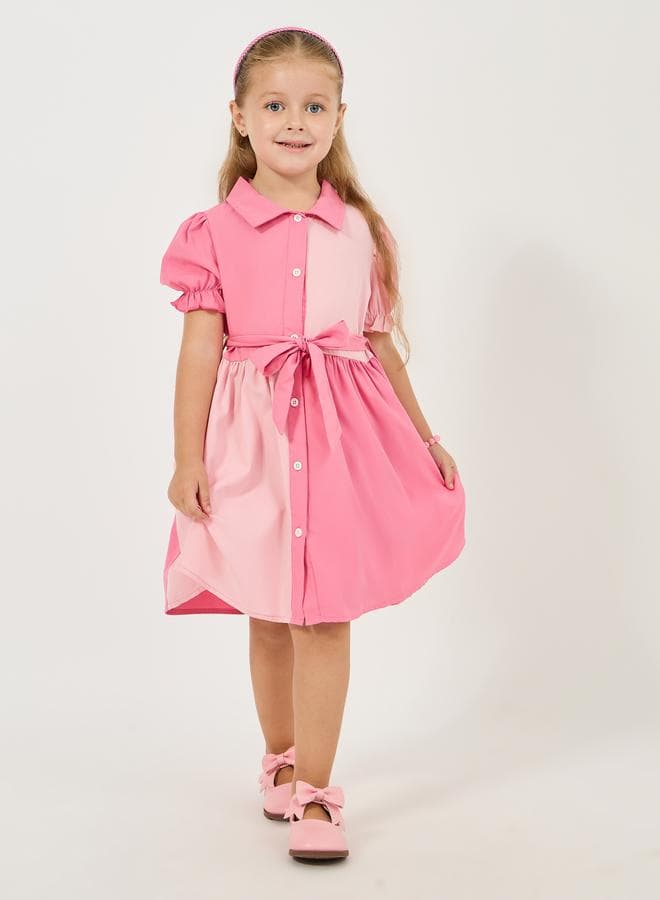 Two-Tone Pink Shirtdress 2111349128Pink - Image 1