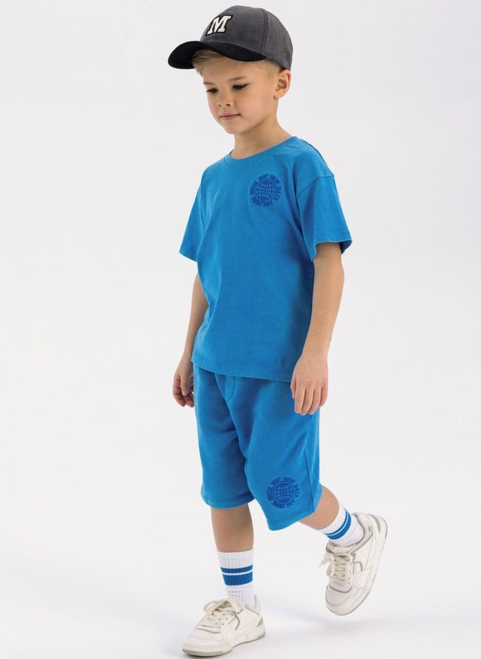 Boys Blue Printed T-Shirt & Shorts Set - Image 1