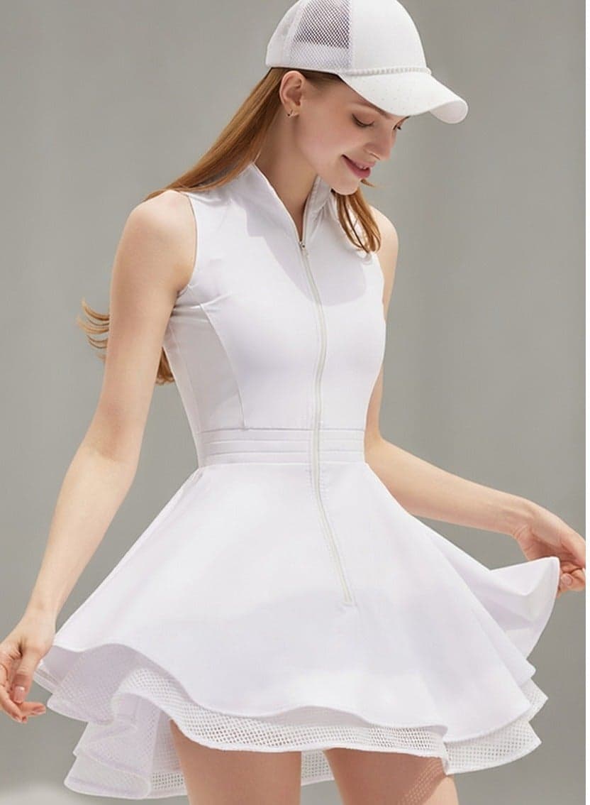 SVL Wiktoria White Padel Tennis Dress with Shorts - Image 1