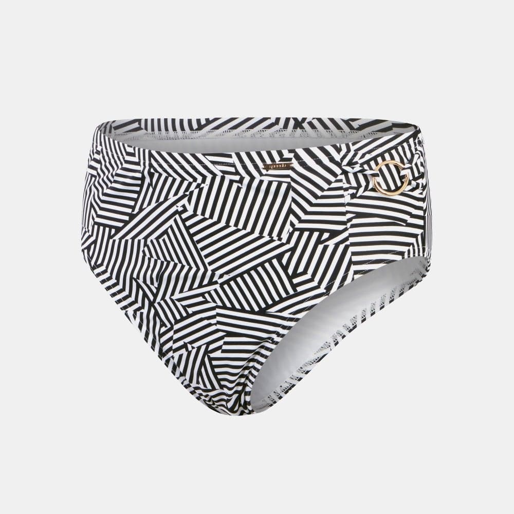 Speedo High-Waist Shaping Printed Swim Briefs Black - Image 1