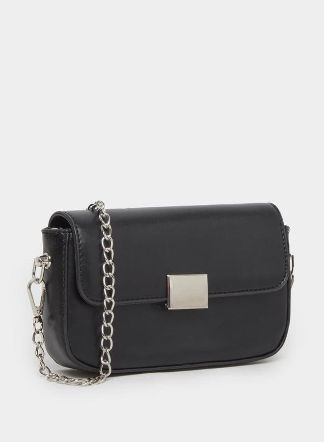 Styli Black Textured Baguette Bag Chain Strap - Image 1