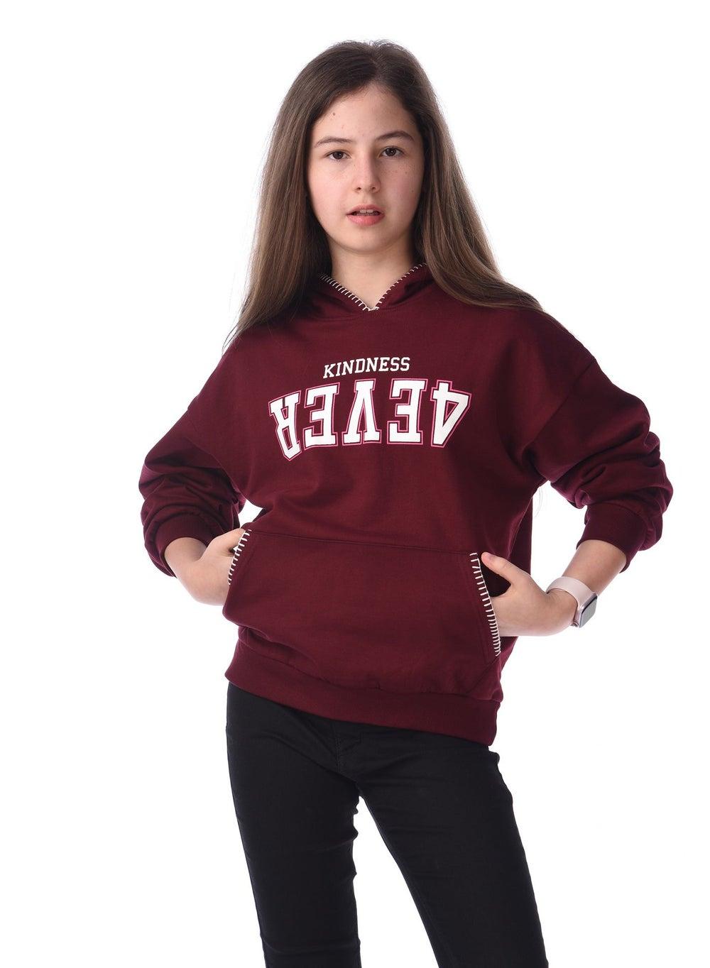 Graphic Print Oversized Hoodie with Contrast Stitch - Image 1
