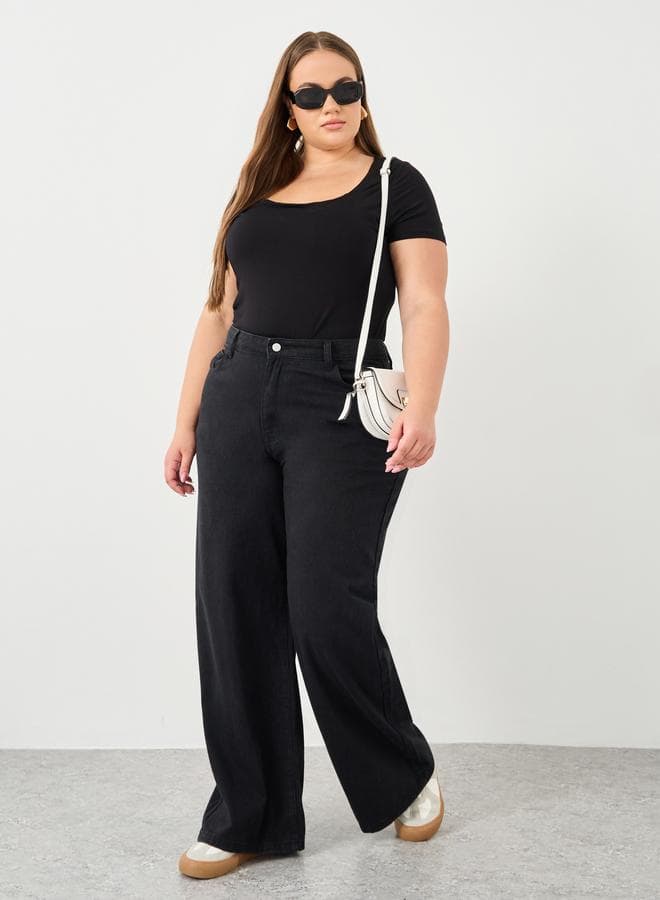 Plus High Rise Loose Fit Black Jeans - Image 1