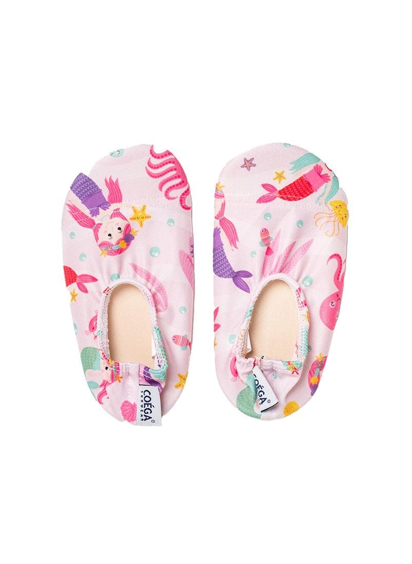 COEGA Girls Pool Shoes Pink Mermaids Slip-On Grip - Image 1