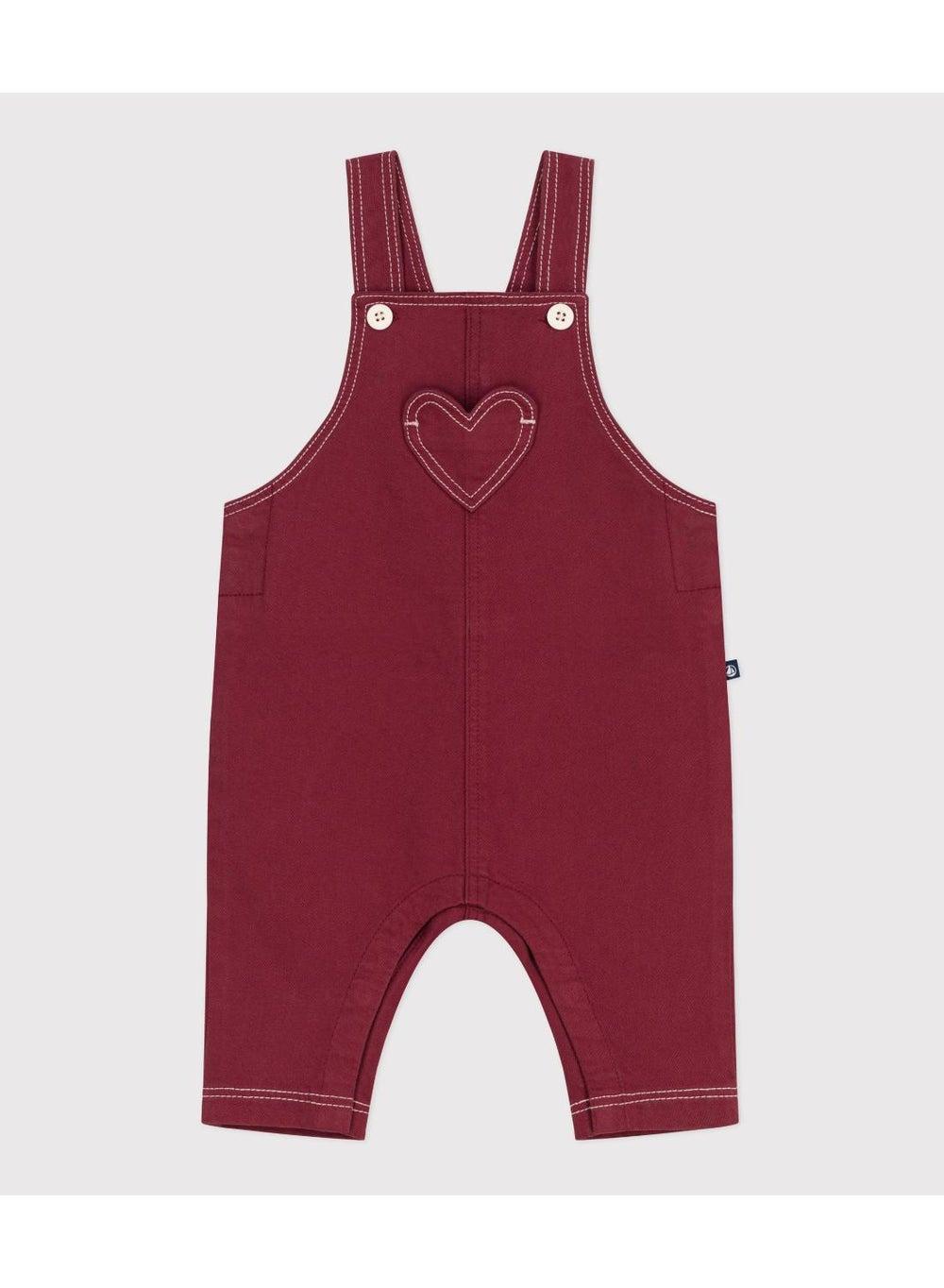 Girls’ Amarante Denim Dungarees with Heart Pocket - Image 1