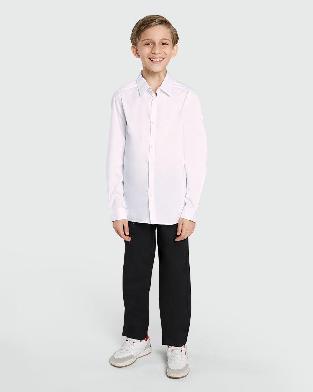 Boys Black Formal Straight-Fit Trousers - Image 1